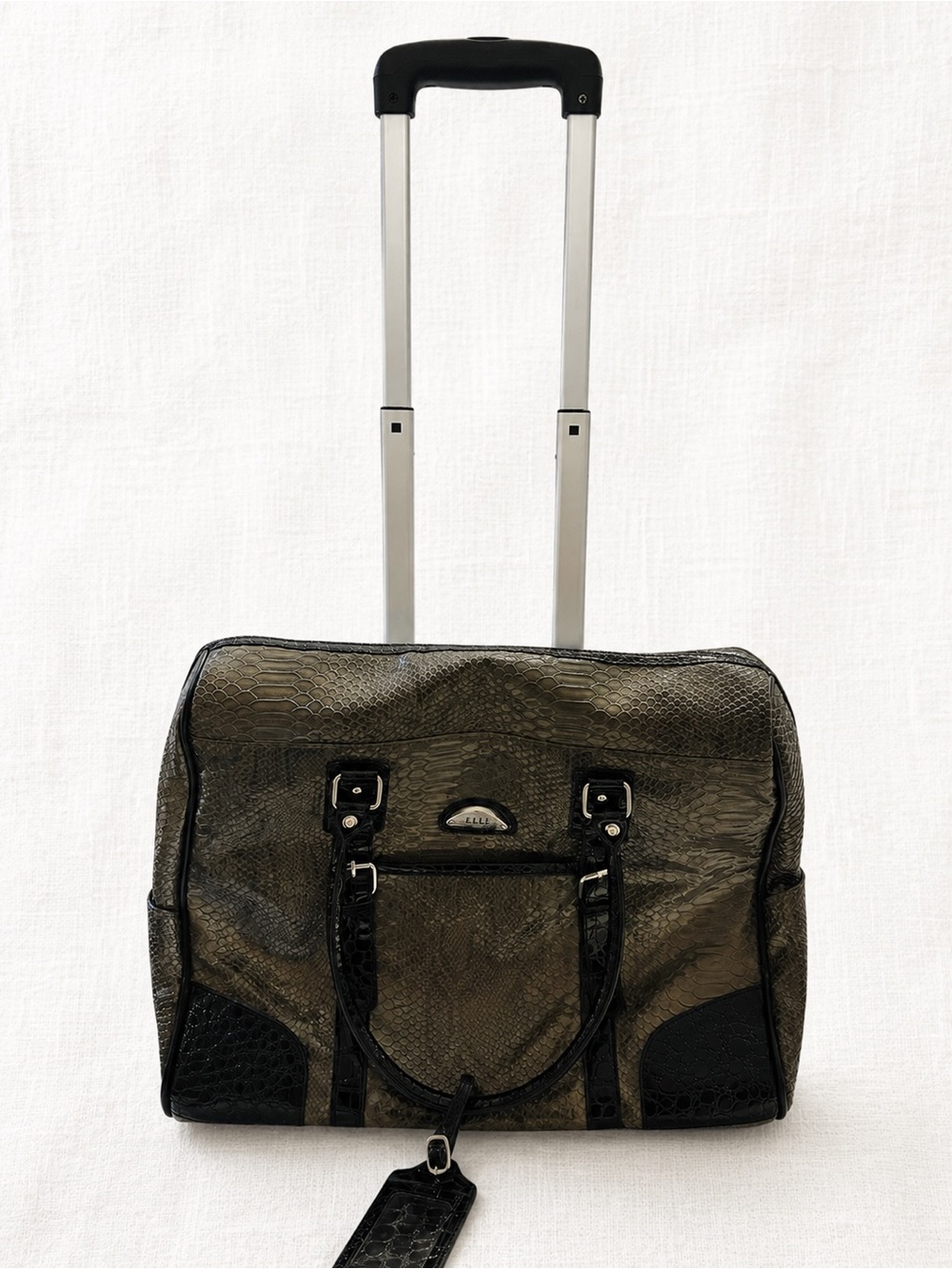ELLE Rolling Travel Bag Faux Snakeskin Wheeled Carry On Y2K